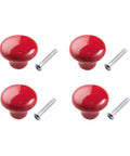 Red Ceramic Knobs Set Of 4 For Cabinets And Drawers Round Colored Drawer Handles For Kitchen Cabinets Dresser And Wardrobe Hardware