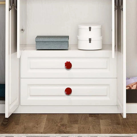 Red Ceramic Knobs Set Of 4 For Cabinets And Drawers Round Colored Drawer Handles For Kitchen Cabinets Dresser And Wardrobe Hardware Durable Zinc Alloy Construction Smooth Finish Child Safe Design installed on white drawers