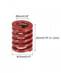 Die Springs For 3D Printers And Die Machinery Pack Of 20 Red Spiral Compression Springs 12mm OD 20mm Free Length 65Mn Steel