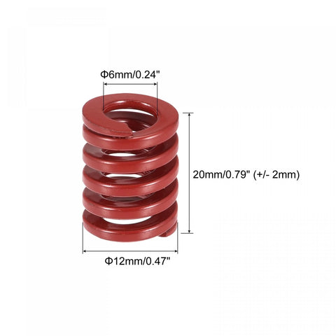 Die Springs For 3D Printers And Die Machinery Pack Of 20 Red Spiral Compression Springs 12mm OD 20mm Free Length 65Mn Steel