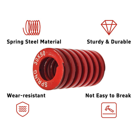 Two Pack 30mm OD 50mm Length Die Springs for 3D Printers Medium Load Compression Springs Made From 65Mn Steel Red Hot Bed Leveling Springs