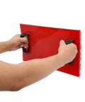 Heavy Duty Concrete Mold 434x252mm Reusable Plastic Formwork for Pavers and Slabs held by hands, red color, DIY use.