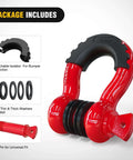 2 Pack D Ring Shackles 9,500 Lb Capacity Off Road Recovery Shackle With Seven Eighth Inch Pin Red, showing shackle components