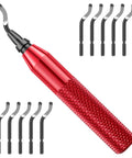 Deburring Tool Kit With 10 Extra Blades And Red Handle Alloy Burr Removal Tool For Handicrafts Sewing Paper Art And Plastic