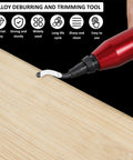 Deburring Tool Kit With 10 Extra Blades And 1 Handle For Precise Burr Removal being used on wood surface
