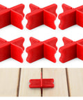 Six Piece Deck Spacer Tool Set With Four Size X Shaped Spacers For One Sixteenth One Eighth Three Sixteenths One Quarter Inch Gaps On Composite Or Pressure Treated Wood ABS Plastic Red Deck Spacers For Clean Even Gaps And Faster Deck Building