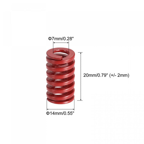 Spiral Die Springs For 3D Printer And Die Machinery uxcell 14mm Outer Diameter 20mm Free Length Red Medium Load 65Mn Material