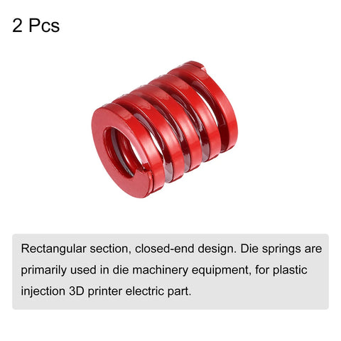 Two-Piece Red 25mm Die Springs With 30mm Free Length For Die Machinery And 3D Printer Parts, 65Mn Material, medium-load compression