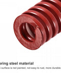 Close-up view of red spiral compression die spring, 12mm OD and 20mm free length, made of 65Mn steel, for Die Springs For 3D Printers And Die Machinery Pack Of 20 Red Spiral Compression Springs 12mm Outer Diameter 20mm Free Length Closed End Medium Load Made Of 65Mn Steel Ideal For Stamping Moulds And Electric Parts.