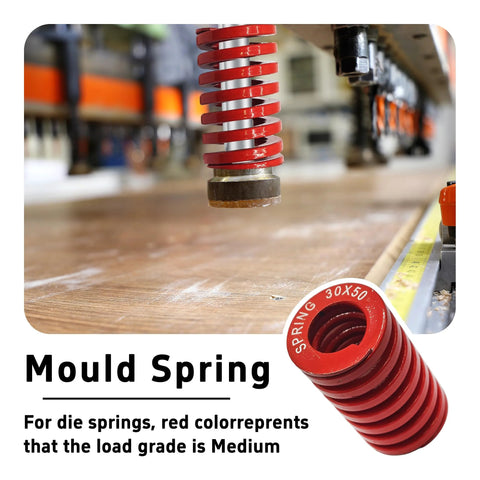 Two Pack 30mm OD 50mm Length Die Springs For 3D Printers Medium Load Compression Springs shown in mold setup