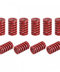 Ten red spiral die springs, medium load, for 3D printer and die machinery; 14mm outer diameter, 20mm length, 65Mn material, uxcell 10 pack