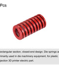 Two Pack Red Die Springs For 3D Printers, 20mm Outer Diameter, 11mm Inner Diameter, 40mm Free Length, Rectangular Section