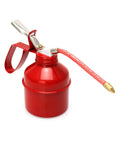 Red Powder Coated Steel Pistol Style Oil Can 12 Ounce 400 Ml With Flexible Tube Manual Pump Oiler 2 Pack For Tight Space Lubrication Dome Shaped Bottle Durable Classic Oiler By QWORK