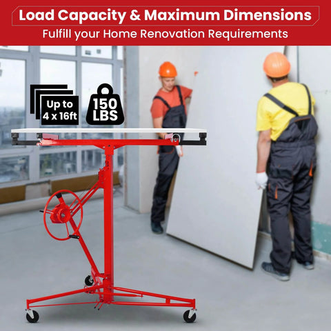 ✝️ Drywall Lift 11 ft Sheetrock Lift Drywall Hoist for Ceiling 360° Adjustable Drywall Lifter Foldable Sheetrock Jack 150lbs Heavy Duty