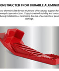 Red XL Drywall Lift & Sheetrock Kicker Multi-Tool with Built-In Drywall Rasp Tool & Bottle Opener, durable aluminum construction.