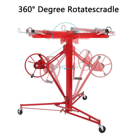 360-degree view of 16 FT Drywall Lift Panel Rolling Hoist Jack Lifter Sheetrock, Drywall Lifting Construction Tools Caster Wheel