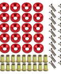 Engine Dress Up Kit With CNC Billet Aluminum Washers Bolts Rivet Nuts Red, featuring 20 red washers, 20 bolts, and 20 rivet nuts.