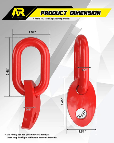 Four Heavy Duty Engine Lift Brackets With 5500 Lb Capacity For Auto Repair Rust Resistant Steel With Galvanized Finish And Powder Coat Engine Support Bars For Lifting Slings And Load Levelers Red