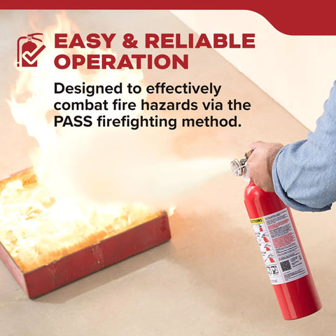Multi Purpose Fire Extinguisher 1A10BC For Home Office Dorm And Residential Use spraying on a small fire