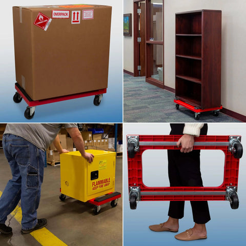 Plastic 4-Wheel Furniture Dolly with Steel-Reinforced Frame and 4-Inch 4-Way Swivel Casters, 1200 Lbs Capacity in use