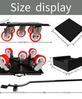 360 Degree Rotatable And Lockable Furniture Dolly With Five Wheels Rubber Silent Sliders, 3300 Lbs Load Capacity, size dimensions shown.