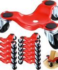 12 Pcs Furniture Mover Dolly 3 Wheels Dolly Steel Furniture Mover with Wheels 200 Lbs Load Capacity, shown in red with stack of dollies