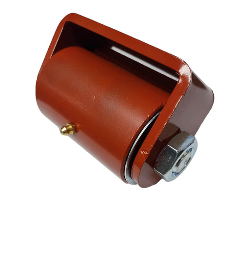 Heavy Duty Gate Hinge (3,000 lbs Weight Capacity) - 1 Pair, red finish, showing ball bearing and grease fitting