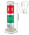 Industrial Signal Light Tower LED 24V DC Red And Green Steady Light LTP502T High Visibility For Industrial Machinery And Alarms 50 X 205 Mm 232 G Mounting Holes 6 X 4.5 Mm Baomain front view with dimensions