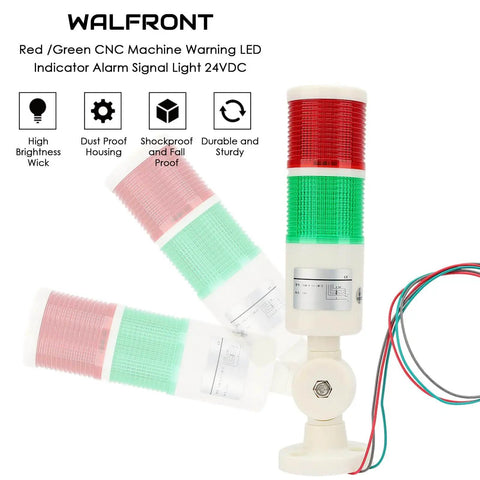 Red Green LED Tower Light For 24V DC CNC Machines, Industrial Signal Lamp For Milling Lathe And Factory Automation