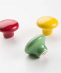 Red Ceramic Knobs Set Of 4 For Cabinets And Drawers Round Colored Drawer Handles For Kitchen Cabinets Dresser And Wardrobe Hardware Durable Zinc Alloy Construction Smooth Finish Child Safe Design, showing green, red, and yellow knobs