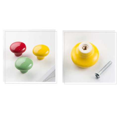 Red Ceramic Knobs Set Of 4 For Cabinets And Drawers Round Colored Drawer Handles with Zinc Alloy Core and Smooth Finish