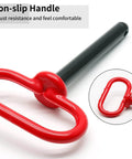 2 Pack Heavy Duty One Half Inch by Four Inch Trailer Hitch Pin and Clip for Tractor RV Truck Boat Car, red handle close-up
