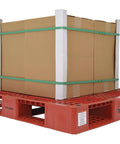 Red High Density Polyethylene Pallet With Four Way Entry 39 1/2 In By 47 3/8 In 6 In Tall 8000 Lb Capacity Serrated Deck For Drainage Ideal For Export Food Medical And Pharmaceutical Use Vestil PLP2-4840-RED holding boxes