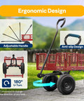 Heavy Duty Mesh Steel Garden Cart Folding Utility Wagon with 880 Lb Capacity showcasing ergonomic design, adjustable handle, and anti-slip grip.