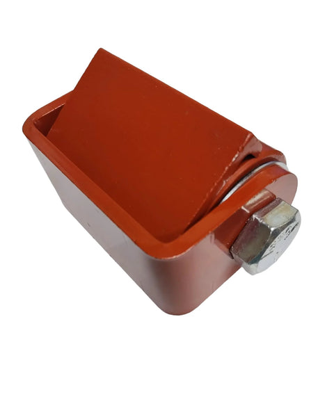 Close-up of Heavy Duty Gate Hinge (3,000 lbs Weight Capacity) - 1 Pair, red finish, with grease fitting