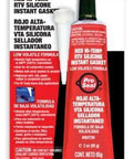 Red Hi Temp RTV Silicone Instant Gasket Sealant, 3 oz tube with applicator, high temperature gasket maker for automotive and machinery