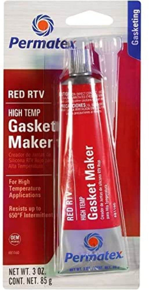 Red High Temp RTV Silicone Gasket Sealant 3 Oz Tube For Automotive Engine And Exhaust Sealing