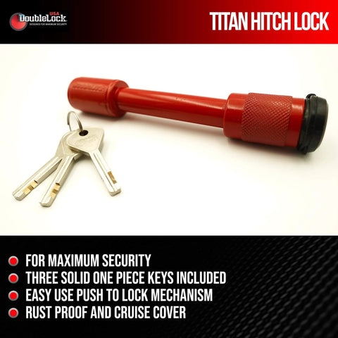 Rugged Hitch Pin Lock For Class III And IV Five Eighths Inch Hitches With Rubberized Cap, Weatherproof Anti Theft Security