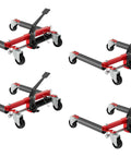 Heavy Duty 4 Pack Hydraulic Car Wheel Dollies With Foot Pedal, 6,000 Lbs Total Capacity (1,500 Lbs Each), Rust-Resistant Steel