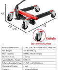Heavy Duty 4 Pack Hydraulic Car Wheel Dollies With Foot Pedal, 6,000 Lbs Total Capacity, rust-resistant powder-coated steel
