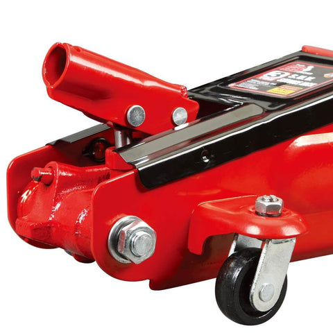 Close-up of Beefy 3 Ton Hydraulic Trolley Floor Jack With Extra Saddle For SUVs And Extended Height Trucks by Big Red Torin