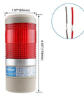 Industrial LED Tower Signal Light Red 24V DC Safety Stack Lamp for Machinery and Industrial Equipment, dimensions 73x32mm, front view