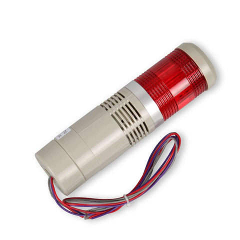 Industrial Red LED Signal Tower Light 1 Layer Stack With 15 Beads Per Layer For Bright Warning And Safety 110V Steady On No Buzzer Durable PC Lamp Shade ABS Shell Aluminum Rod Stainless Mount Bracket Ideal For Factory Equipment