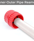 Two Piece Pipe Deburring Kit With Reamer And Chamfer Tools For PVC PPR Copper Brass Aluminum Tubes In Red And Black, showing red pipe reamer.