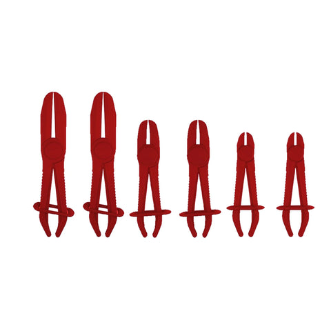 Plastic Insulated Hose Clamp Pliers Set In 3 Sizes With 6 Pieces For Automotive Radiator Brake Gas Coolant Hoses And Fuel Lines Red Made From Heat Resistant Nylon Non Conductive To Prevent Short Circuits And Fluid Line Damage During Maintenance