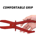 Plastic Insulated Hose Clamp Pliers, red and heat-resistant nylon, held in hand showing comfortable grip design for automotive hoses.