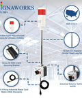 Red LED Andon Light Tower With One Stack Off On Switch 8 Foot Industrial Power Cord Plug And Play Ready 3 Prong OSHA Compliant Plug Indoor Rated Assembled In USA High Brightness Visual Indicator For Production Line