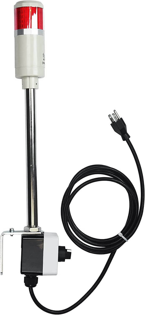 Red LED Andon Light Tower For Industrial Lines, 1 Stack, 3 Position On Off Flash, 8 Foot Power Cord, Plug And Play Ready, 3 Prong Plug Meets OSHA Standard, Indoor Rated, Assembled In USA Signaworks.