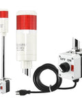 Red LED Andon Light Tower With One Stack Off On Switch 8 Foot Industrial Power Cord Plug And Play Ready 3 Prong OSHA Compliant Plug Indoor Rated Assembled In USA High Brightness Visual Indicator For Production Line