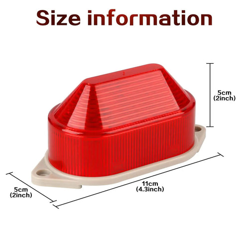 Industrial 110V Red LED Warning Light Signal Tower Lamp N3051 with Steady Flash Mode, shown with size dimensions